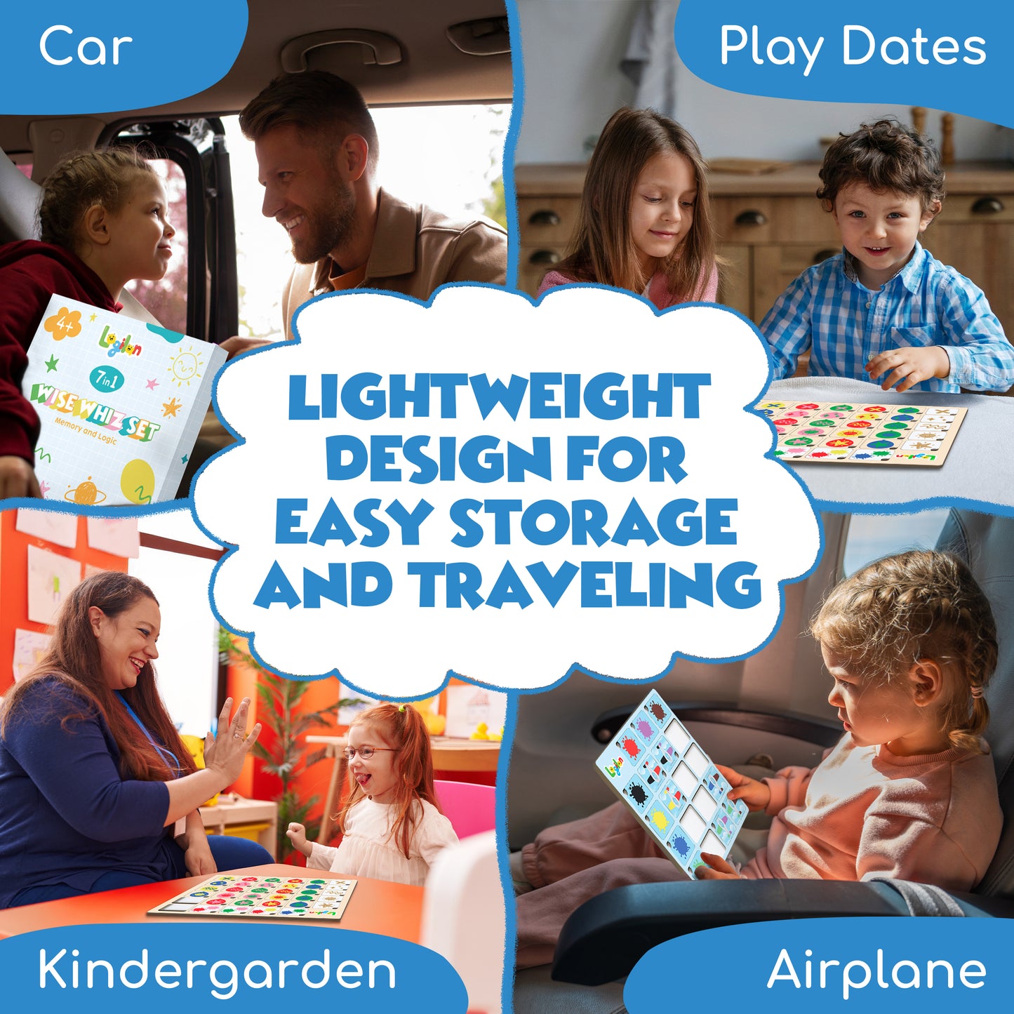 Wise Whiz – 7-in-1 Logic & Memory Game Set for Kids Ages 4–8 | STEM Puzzles & Matching Boards